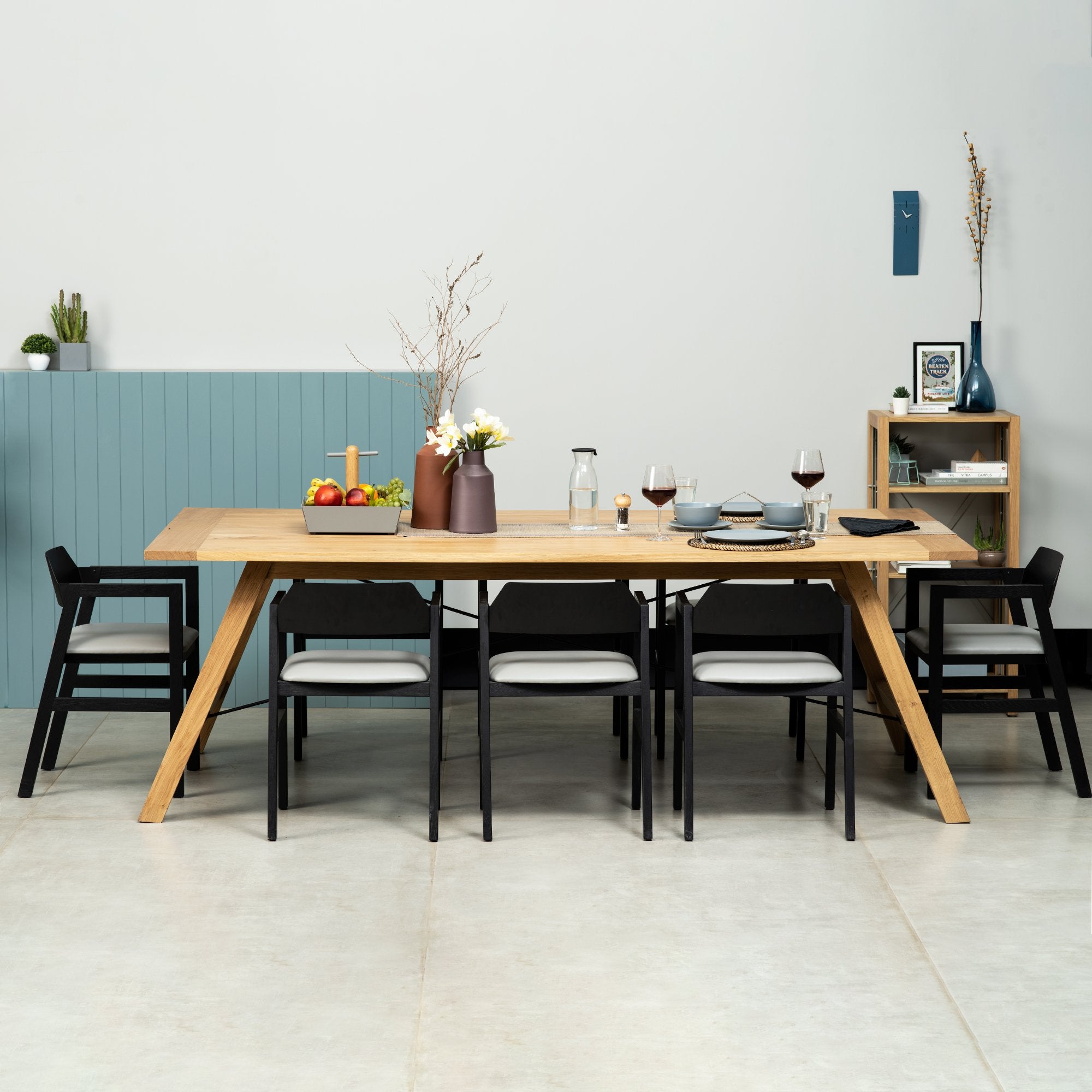 Aster Dining Table - 8 Seater - Black Stained Oak Wood