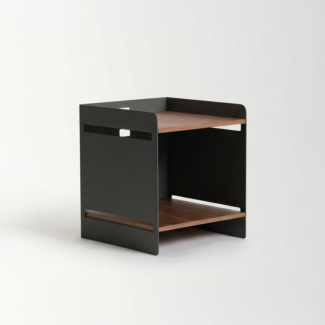 Arial Side Table - Charcoal Grey / Walnut Stained Wood