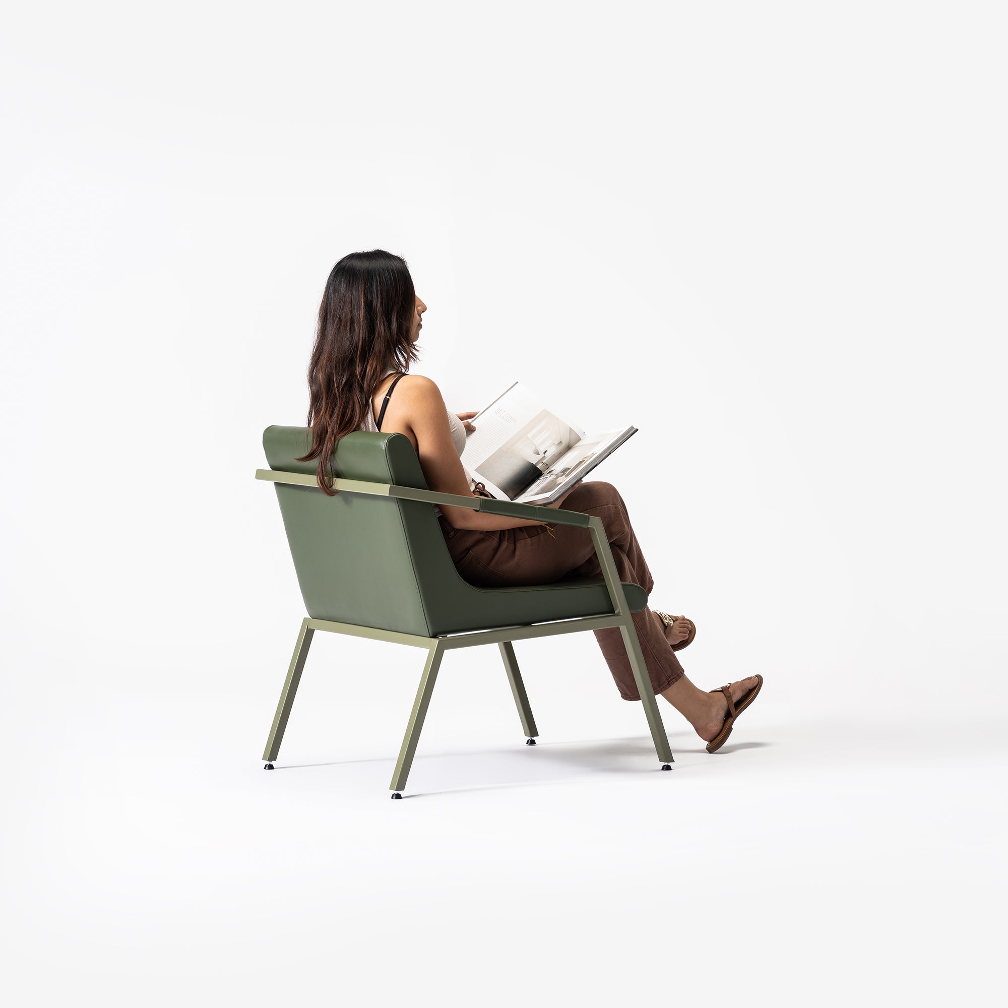 AO Chair - Reed Green/Green Leather