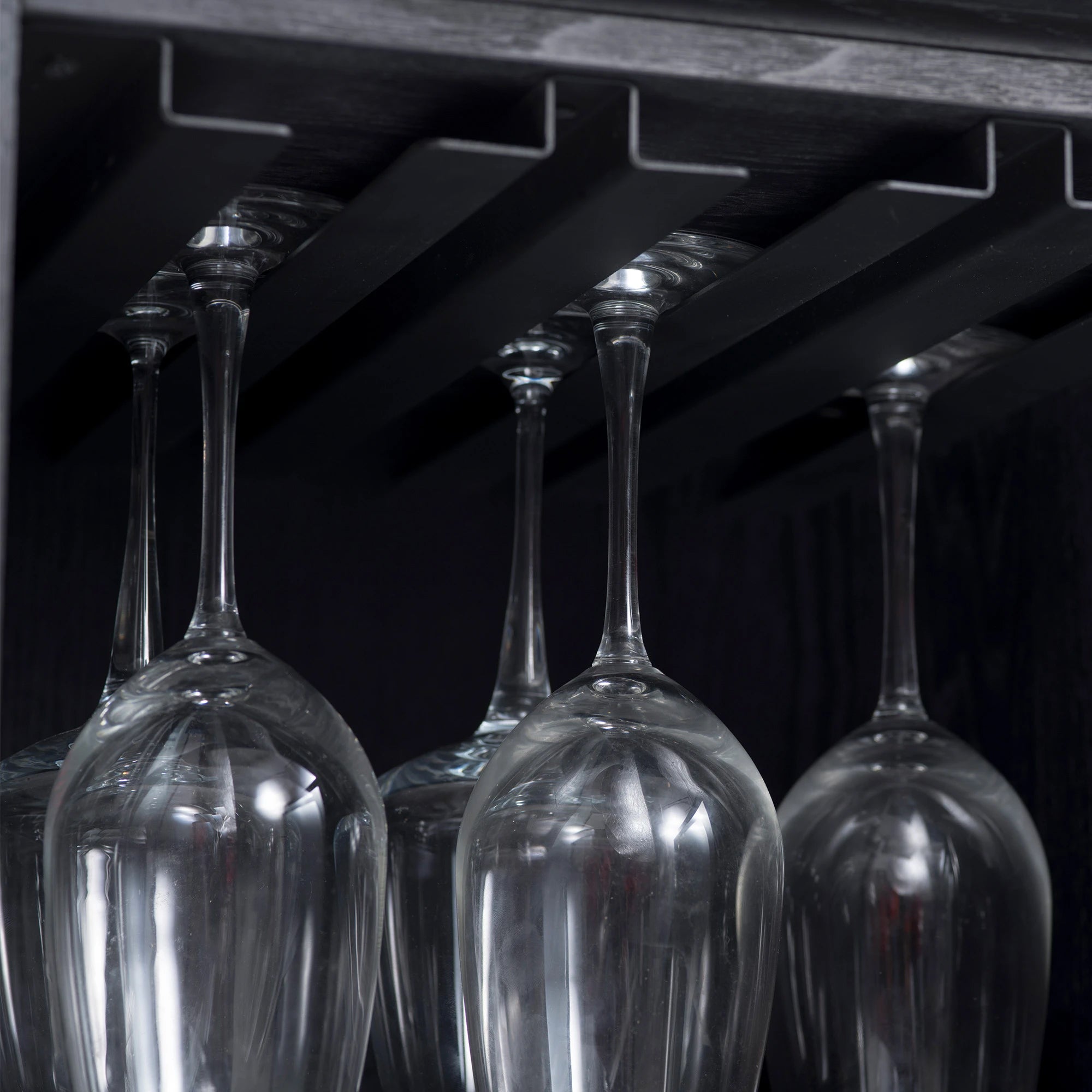 Oslo Home Bar Cabinet - Black Stained Oak Wood/Space Black