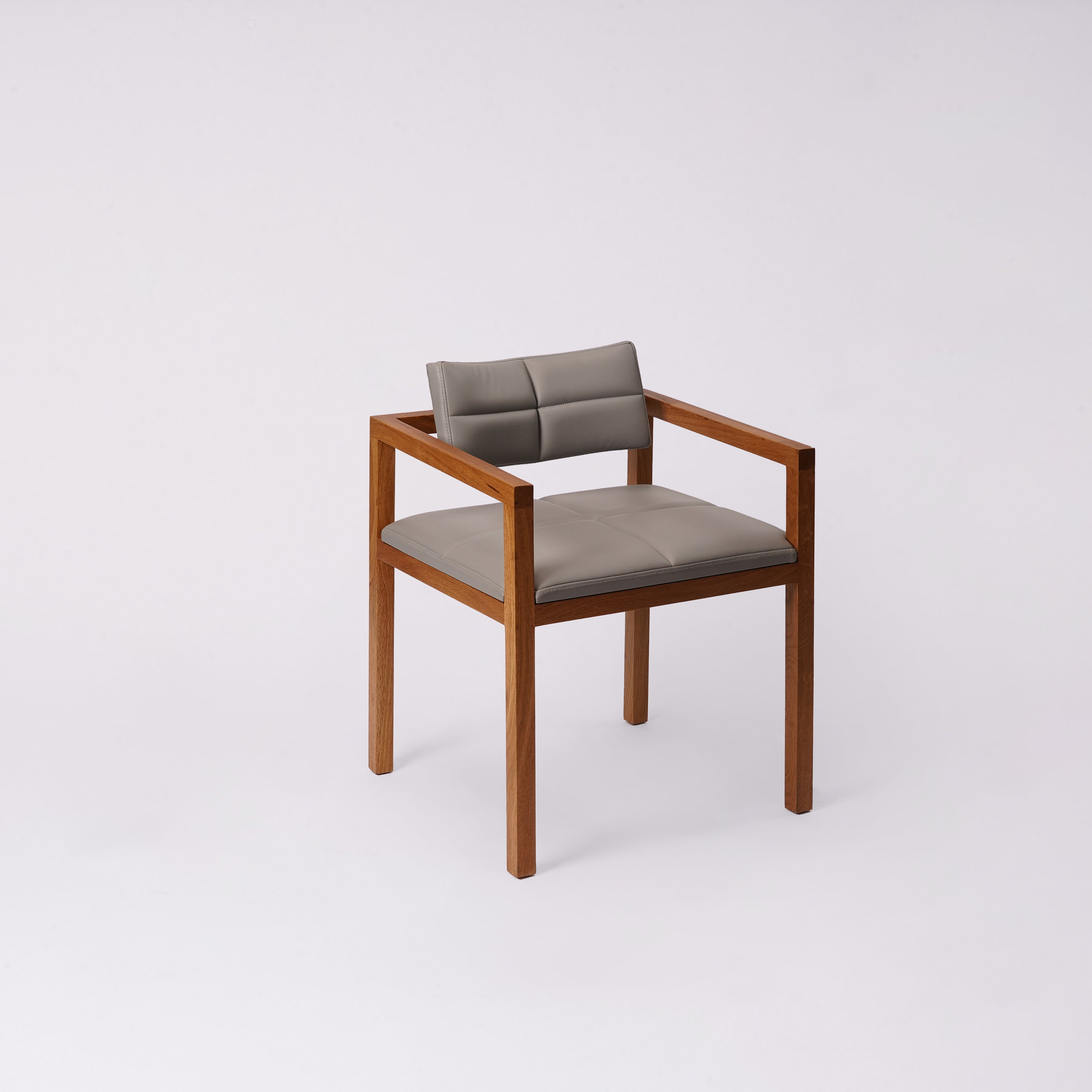 Iris Armchair - Natural White Oak / Warm Grey Leatherette
