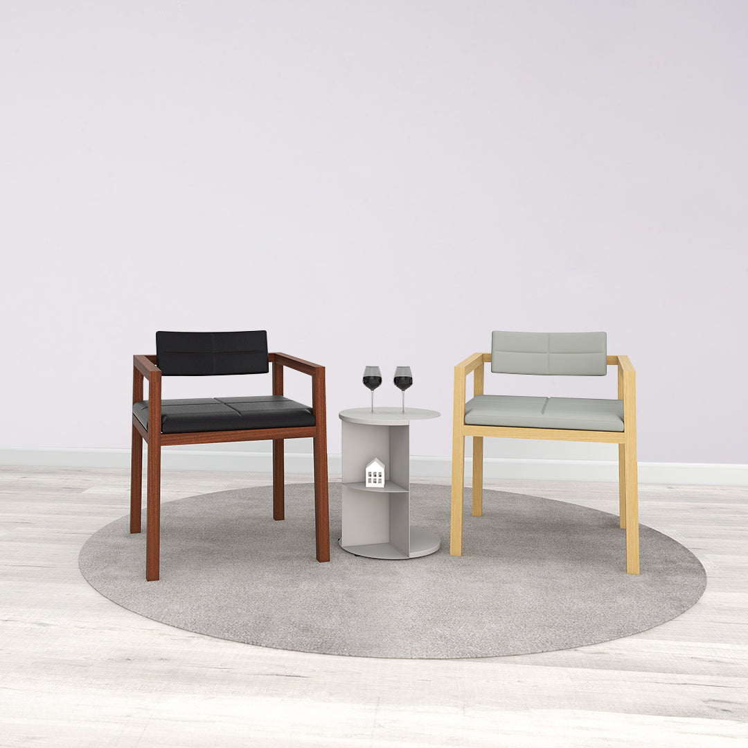 Iris Armchair - Natural White Oak / Warm Grey Leatherette