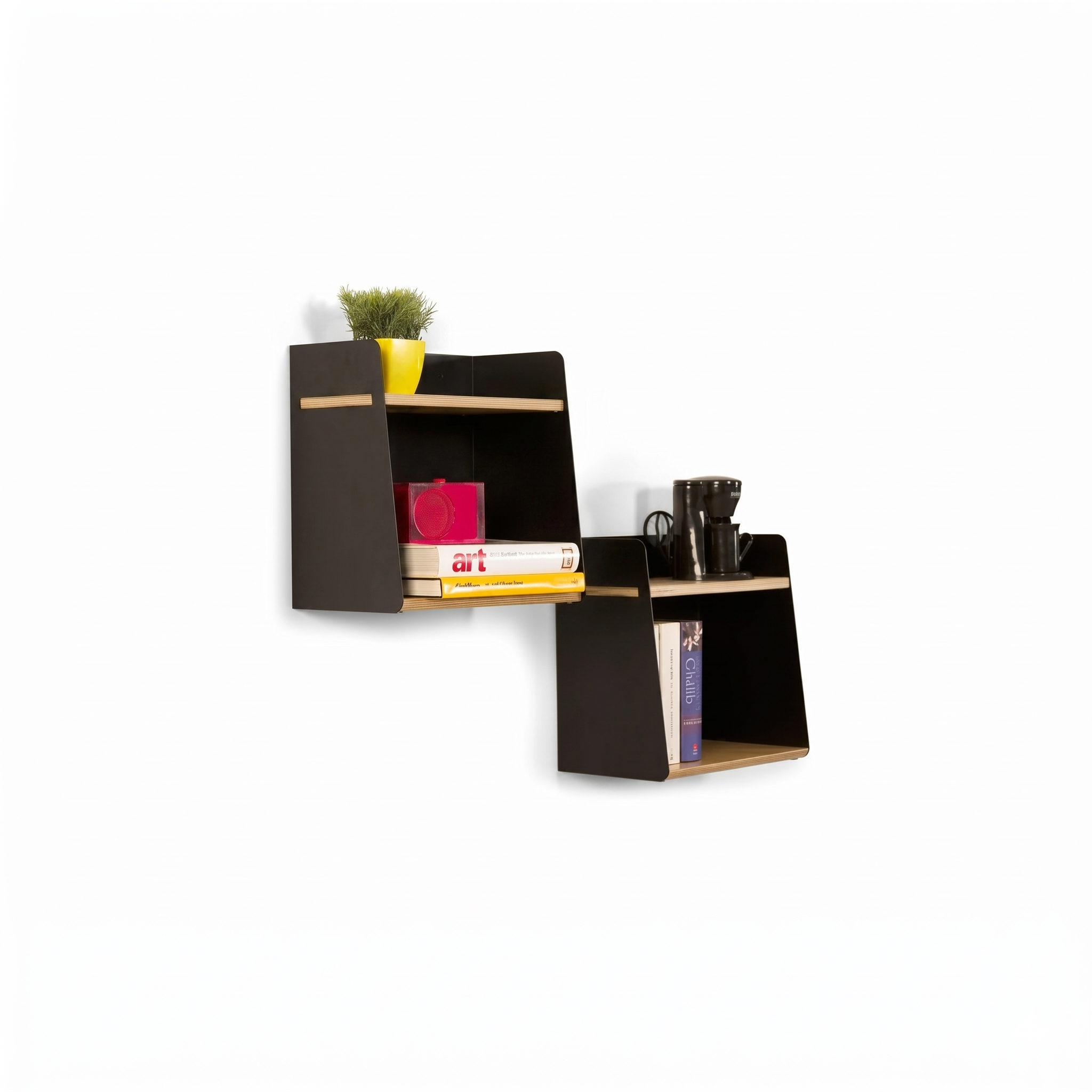 Arial Shelf - Space Black / Natural White oak