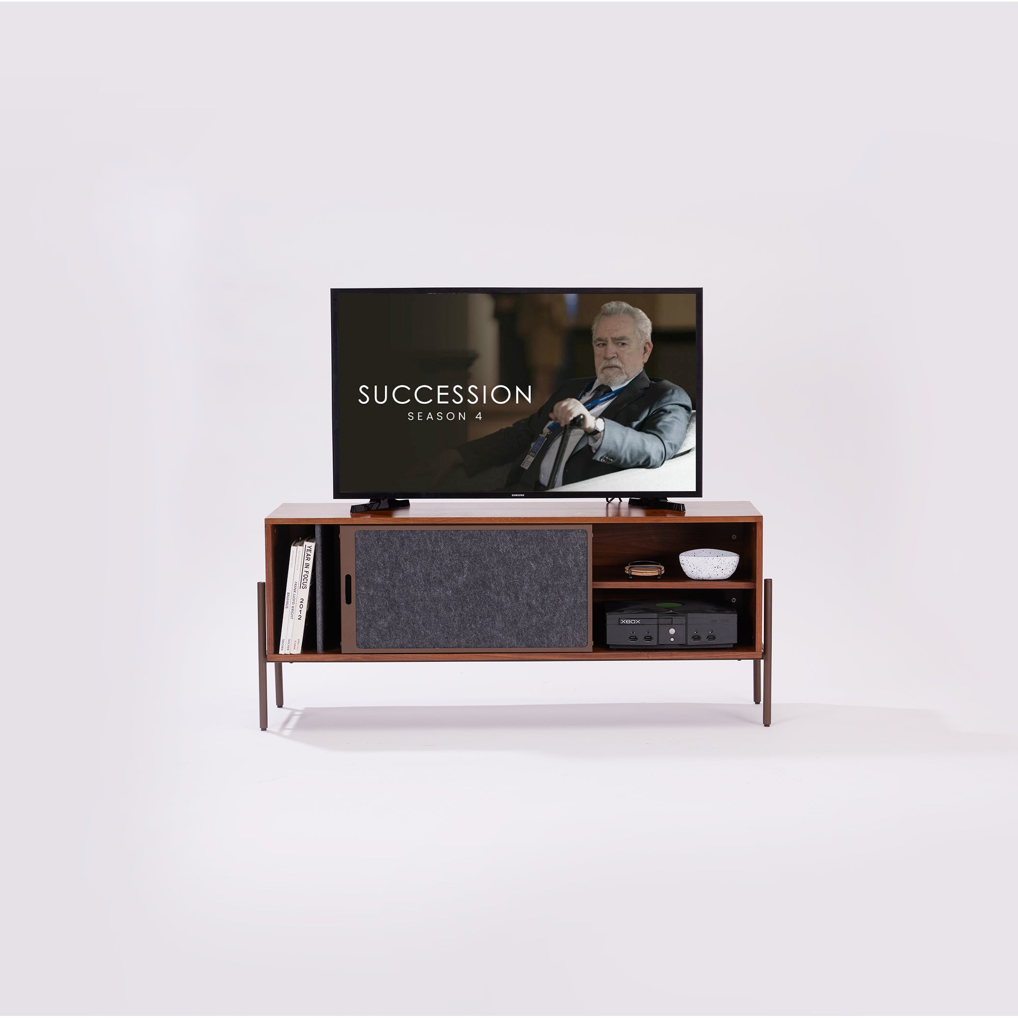 Contra TV Console - Small - Walnut Veneer / Outdoor Brown