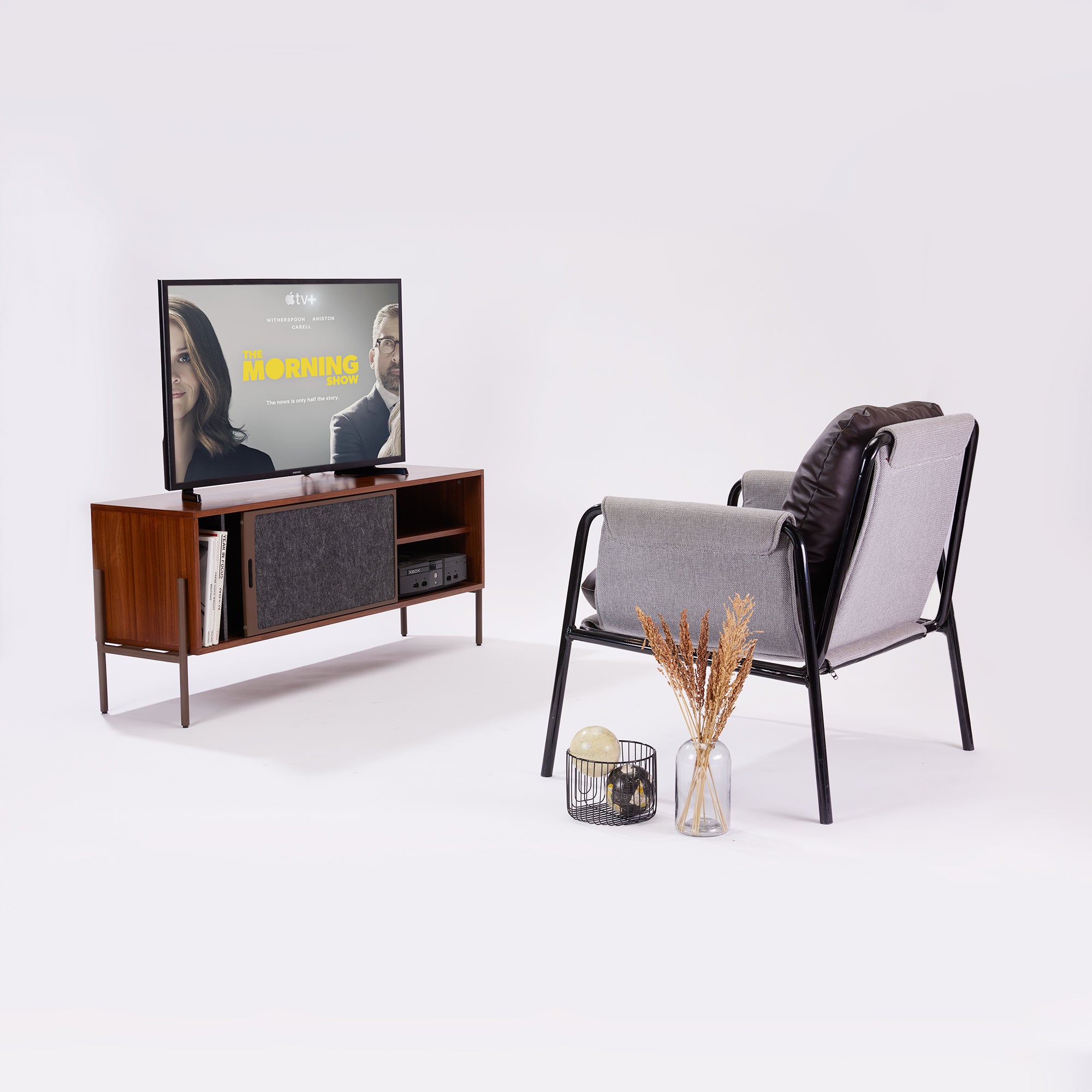 Contra TV Console - Small - Walnut Veneer / Outdoor Brown