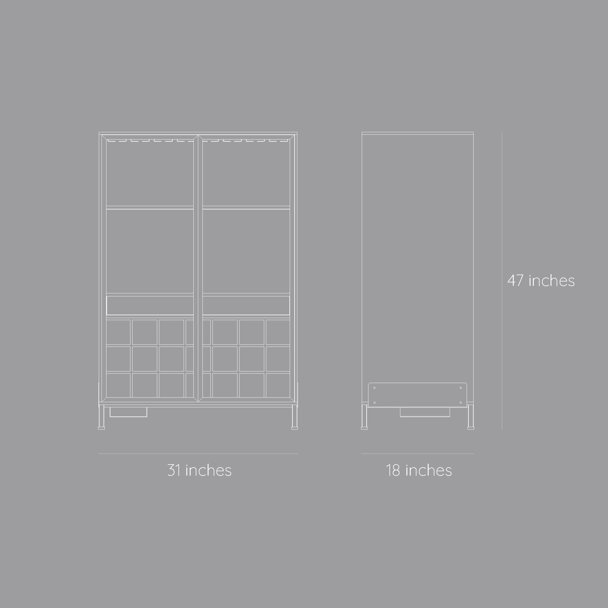 Oslo Home Bar Cabinet - Black Stained Oak Wood/Space Black
