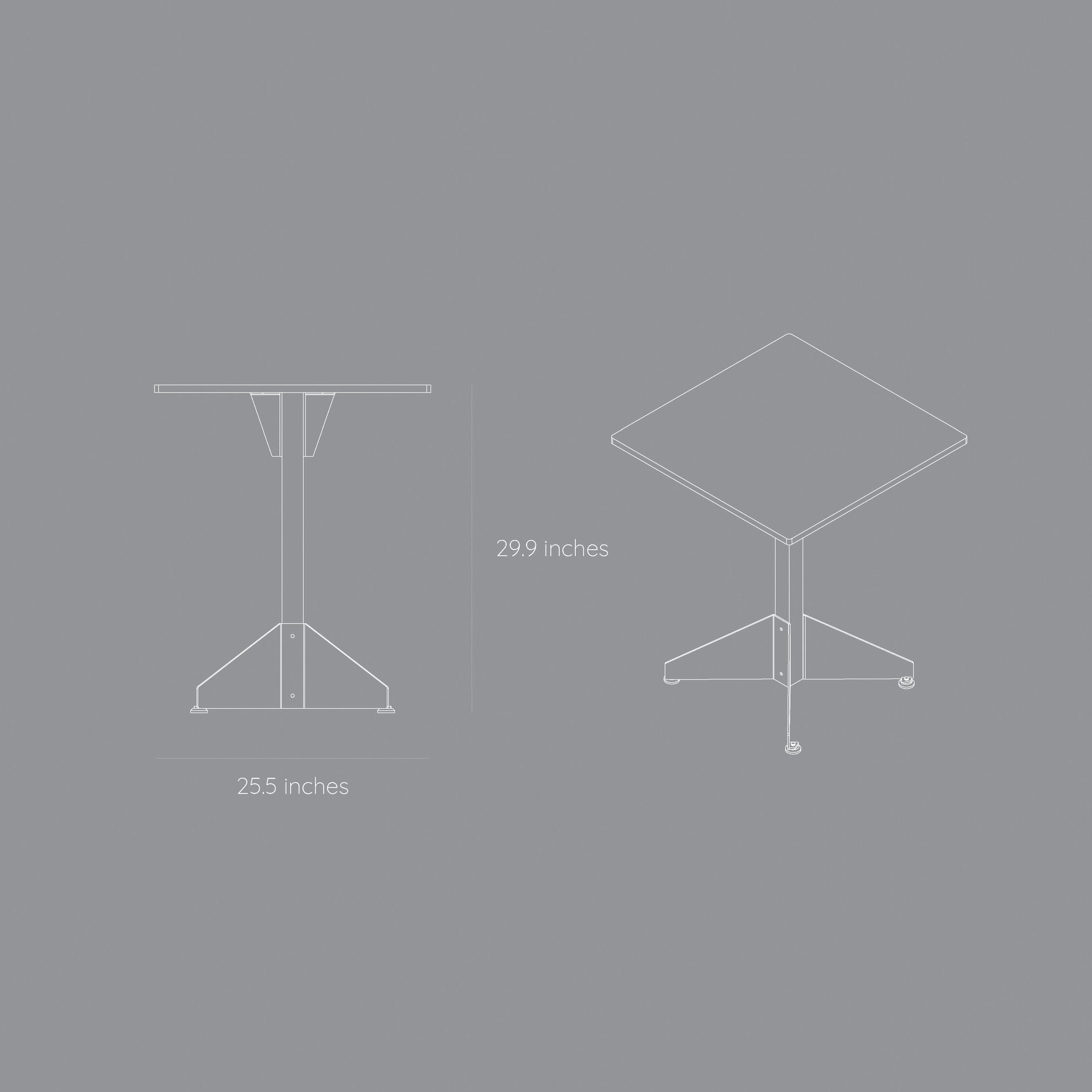 Slick Cafe Table - White Oak Veneer Top/Space Black