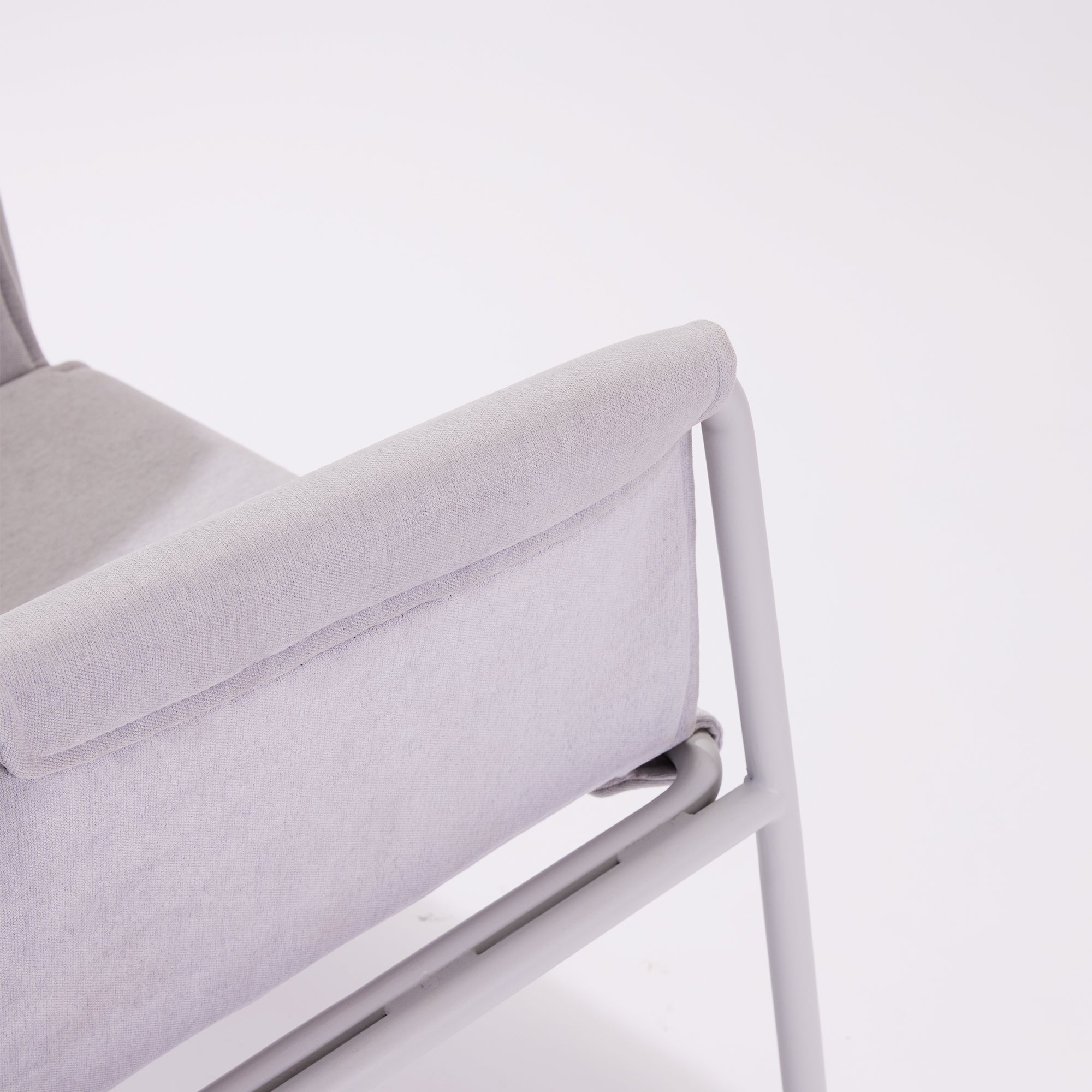 Blend Chair - Warm Grey Metal / Prague Ice / Red Fabric