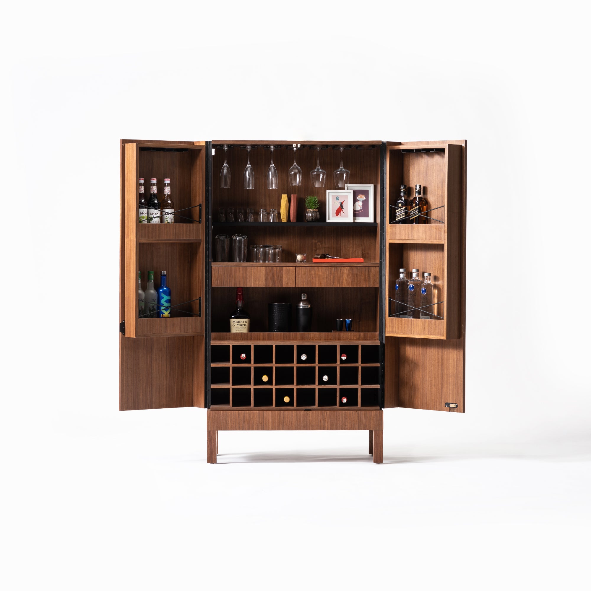 SKY Home Bar Cabinet - Walnut / Space Black