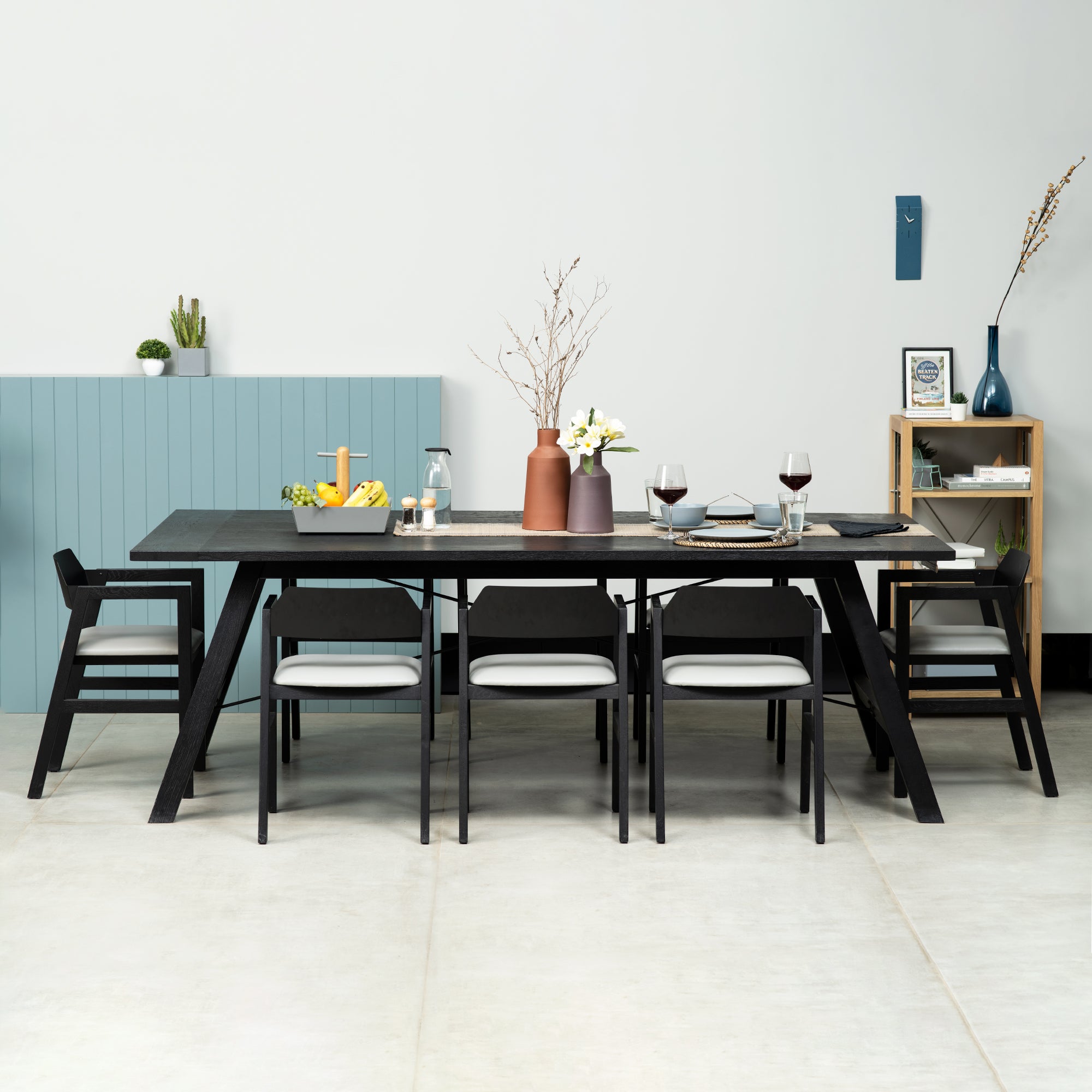 Aster Dining Table - 8 Seater - Black Stained Oak Wood