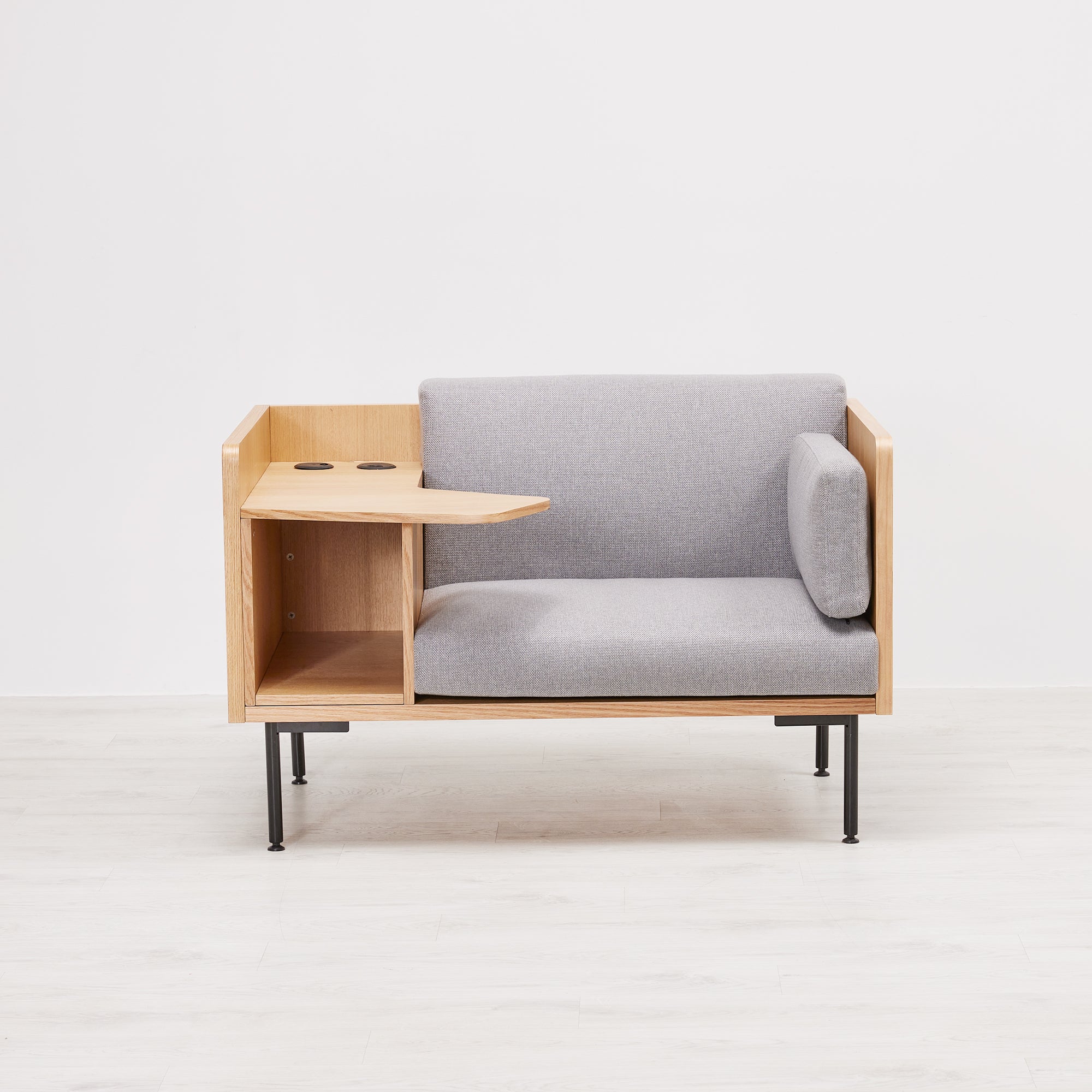 Layer Work Lounger - White Oak Veneer / Silica Grey Fabric