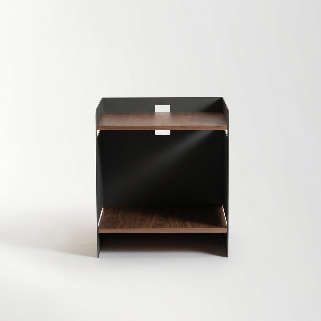 Arial Side Table - Charcoal Grey / Walnut Stained Wood