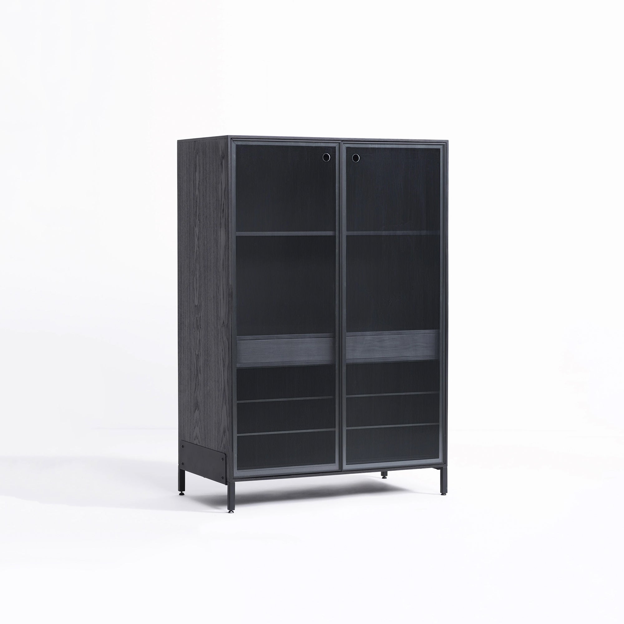 Oslo Home Bar Cabinet - Black Stained Oak Wood/Space Black