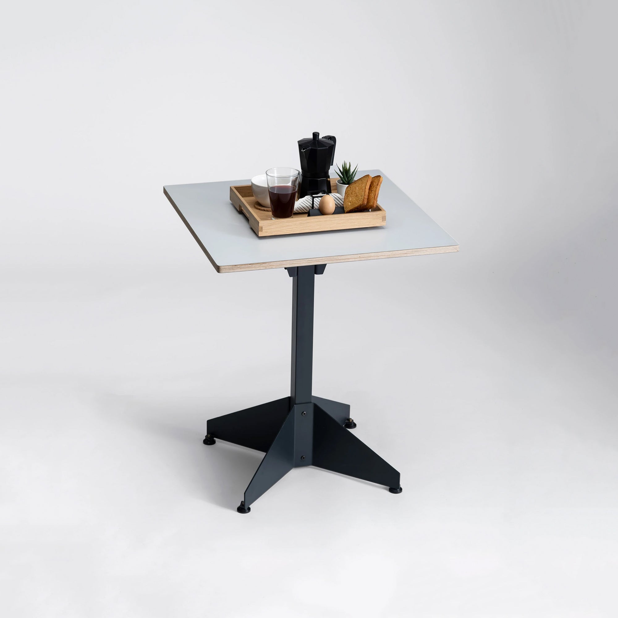 Slick Cafe Table - White Oak Veneer Top/Space Black