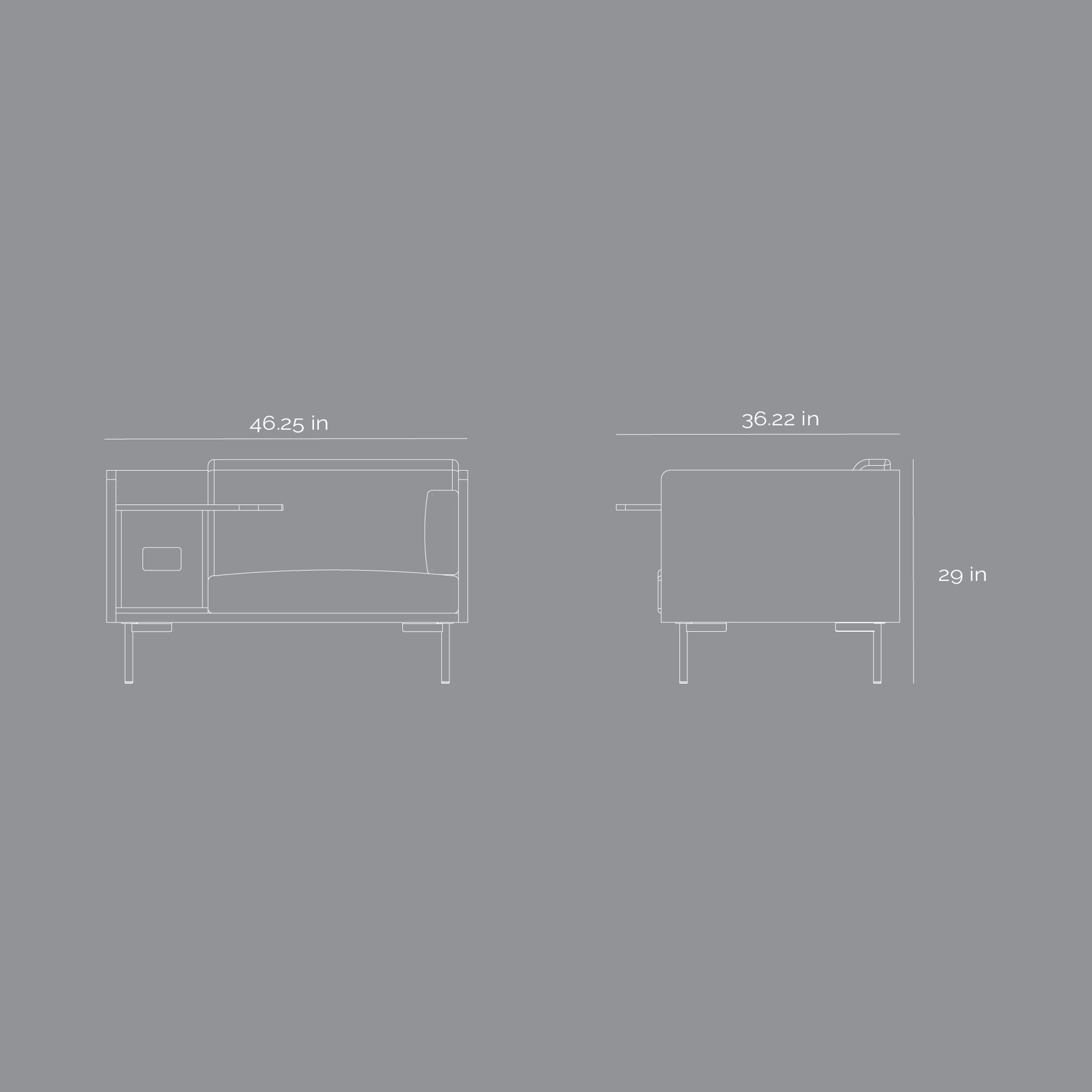 Layer Work Lounger - White Oak Veneer / Silica Grey Fabric