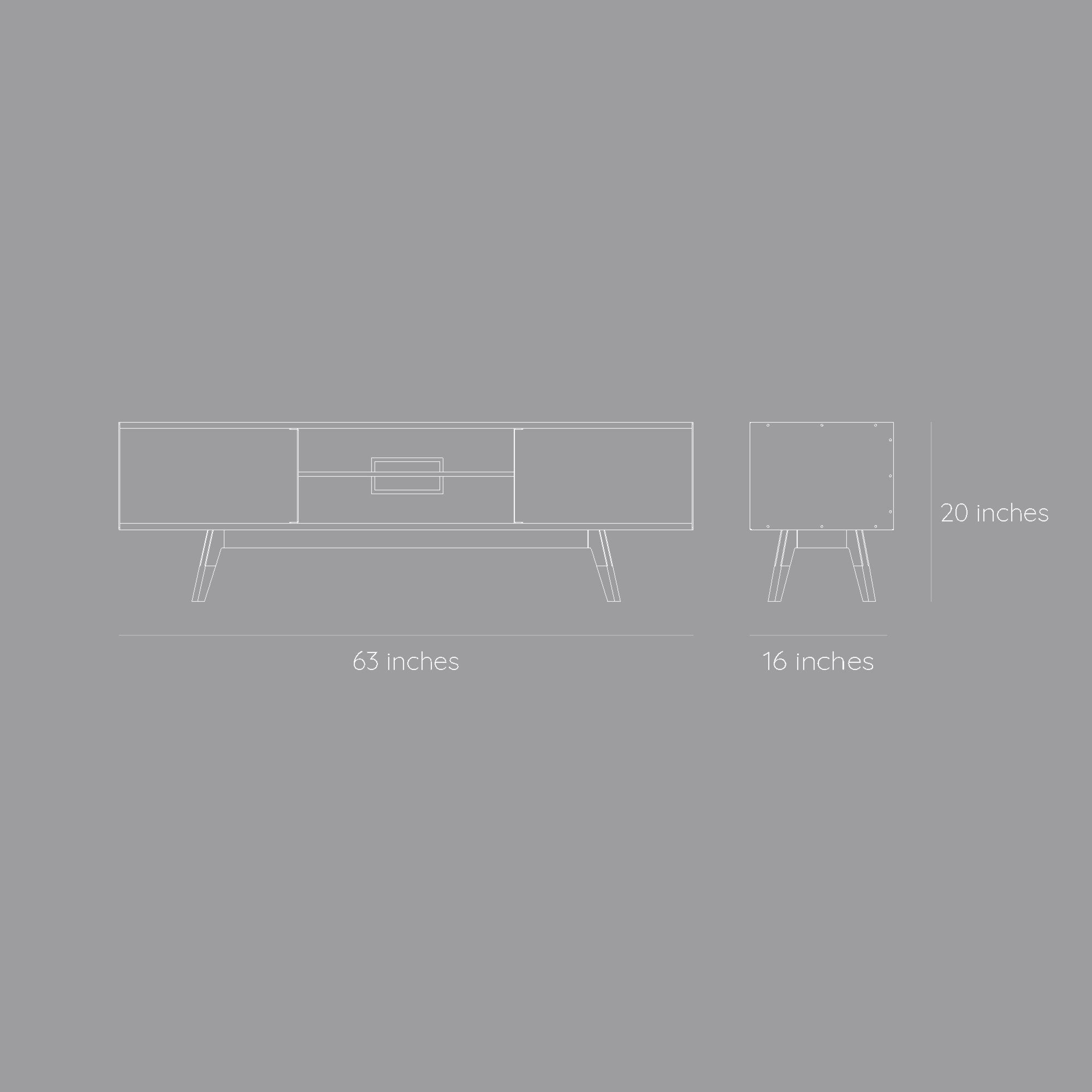 Neo Television Console Table - Natural Oak Veneer / Vermillion Red