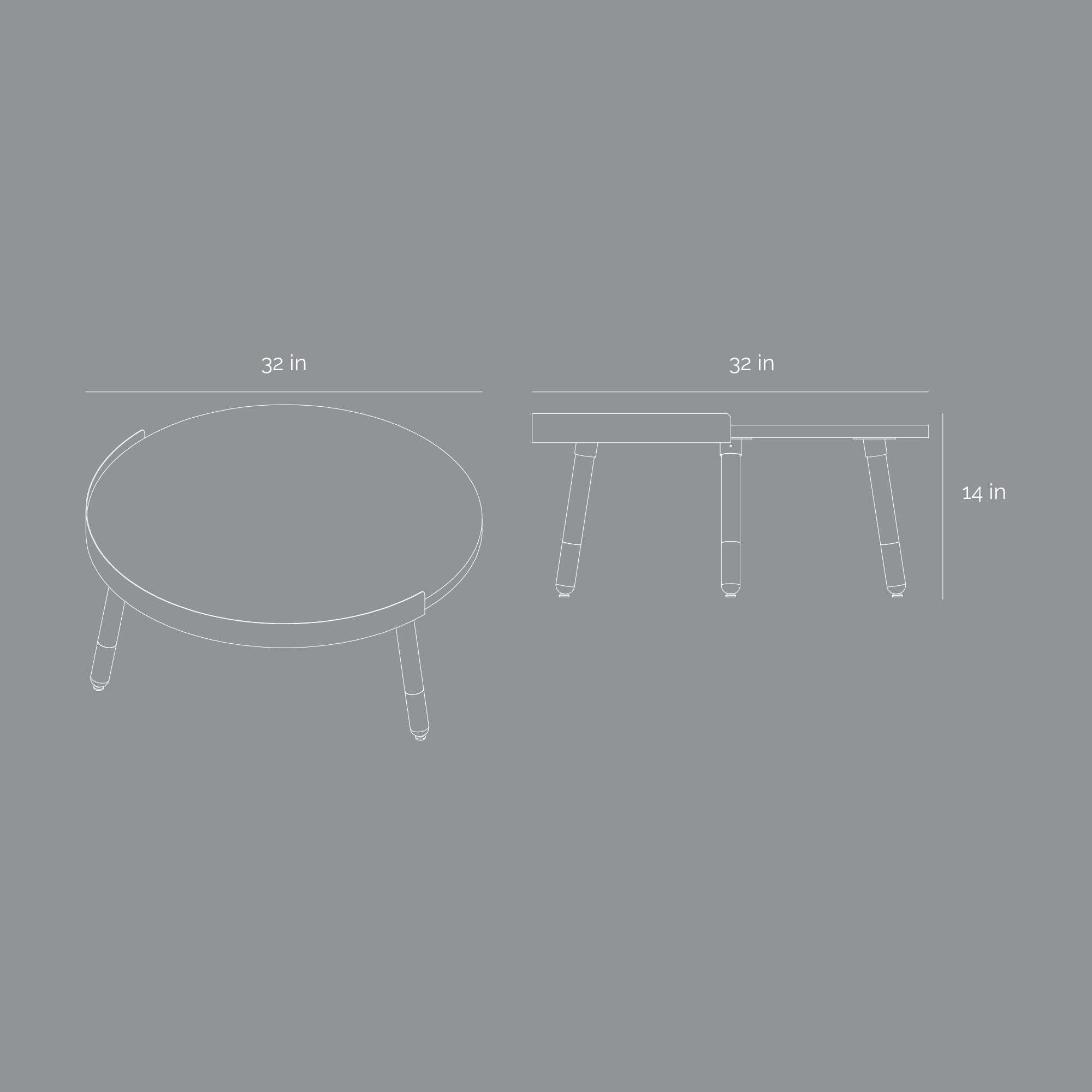 Ness Coffee Table (Medium) - White Stained Oak Wood / White
