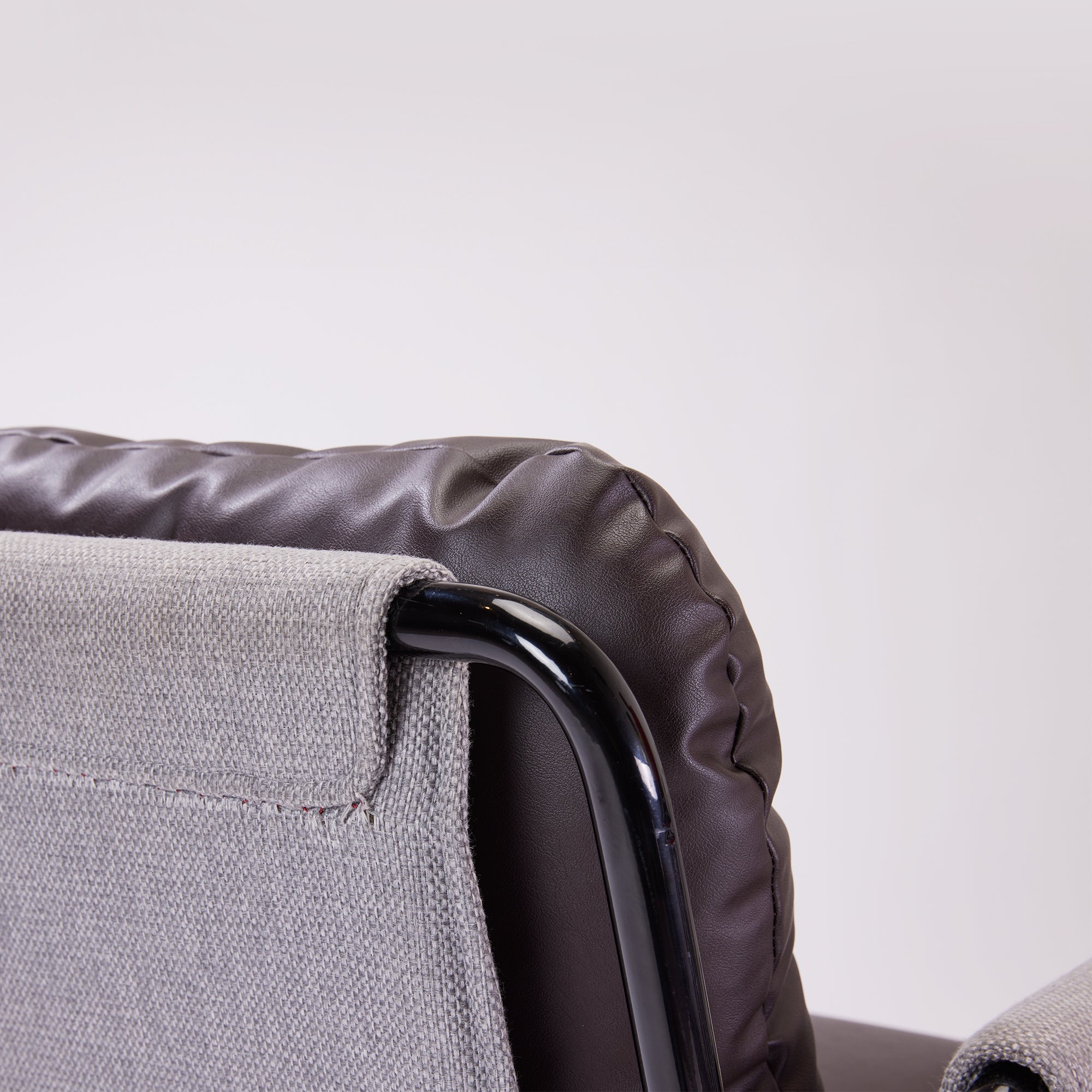 Blend Chair - Black Gloss Metal / Silica Grey Fabric / Cocoa Brown Leatherette