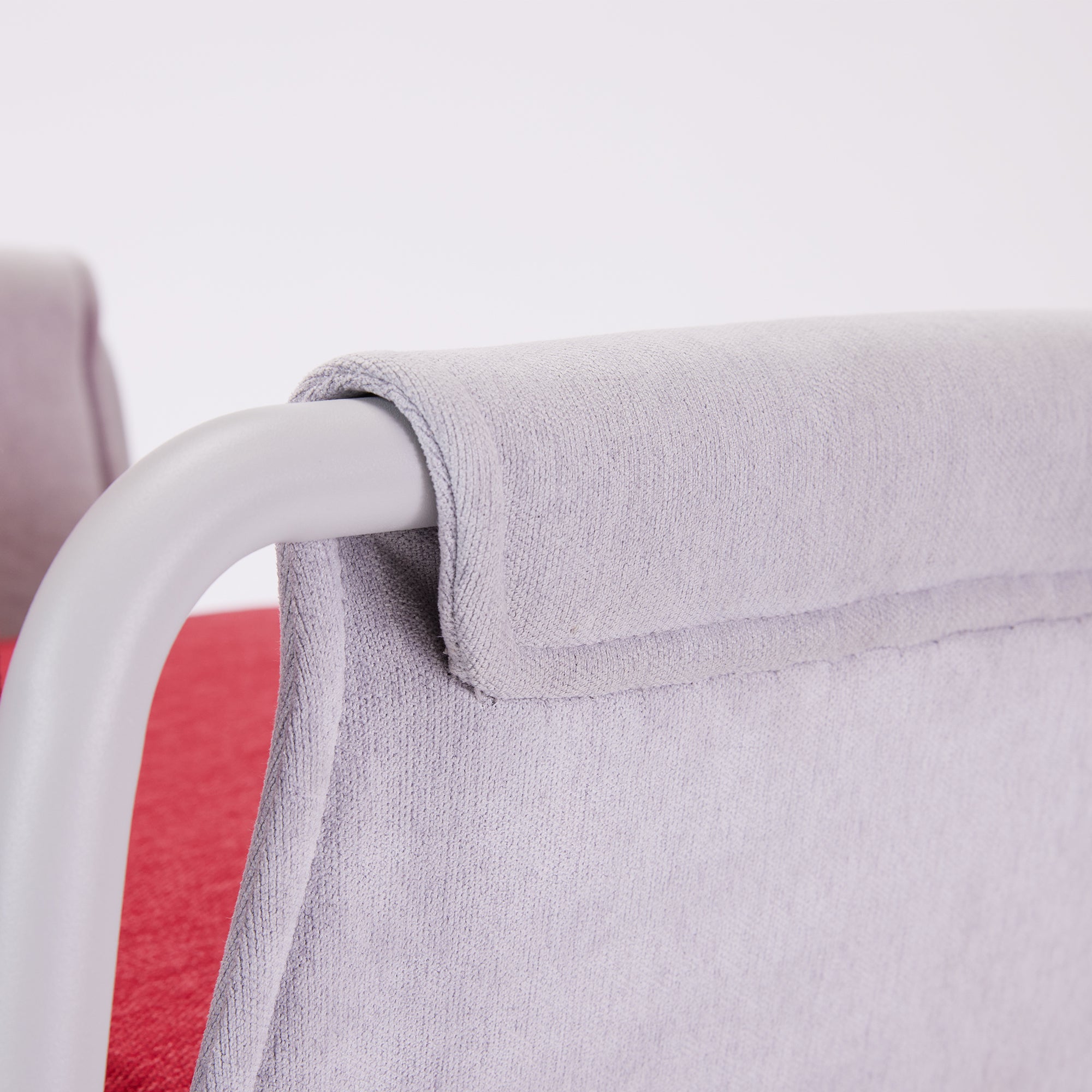 Blend Chair - Warm Grey Metal / Prague Ice / Red Fabric