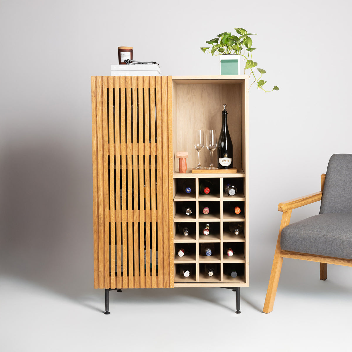 Slide Home Bar - Oak Laminate