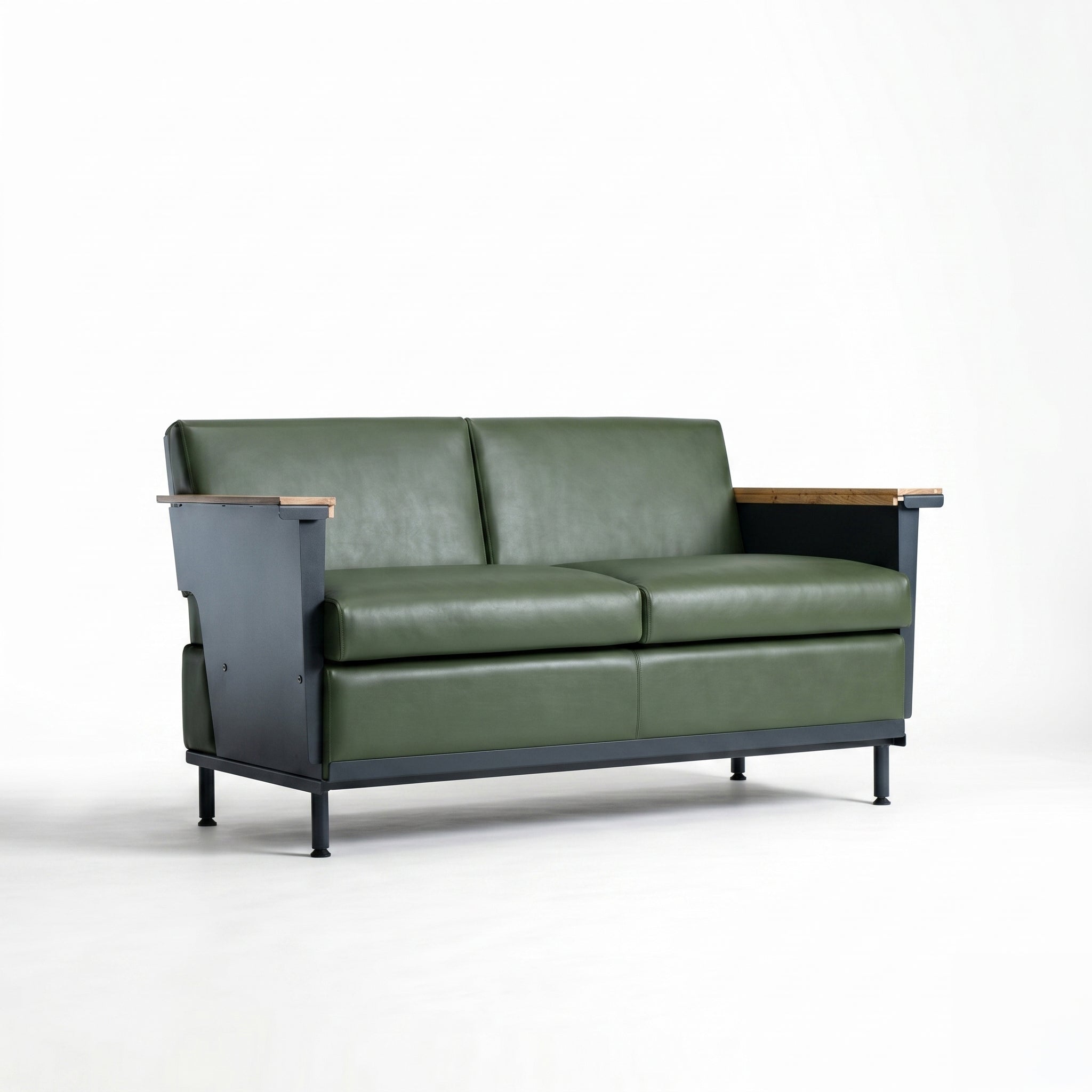 Troy 2 Seater Sofa - Olive Green Leatherite