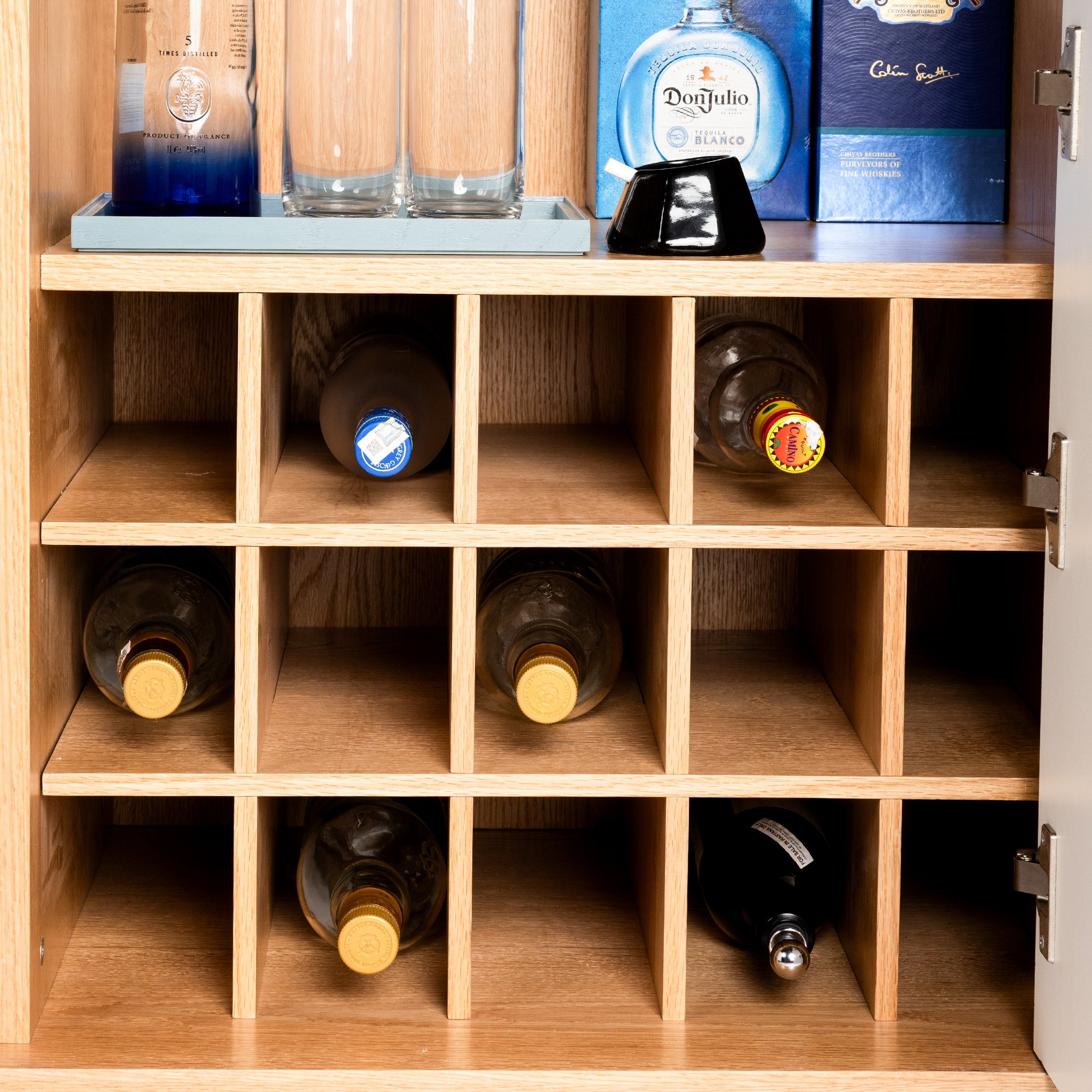 Vault Home Bar - Natural Oak / Black Stained Doors / Space Black