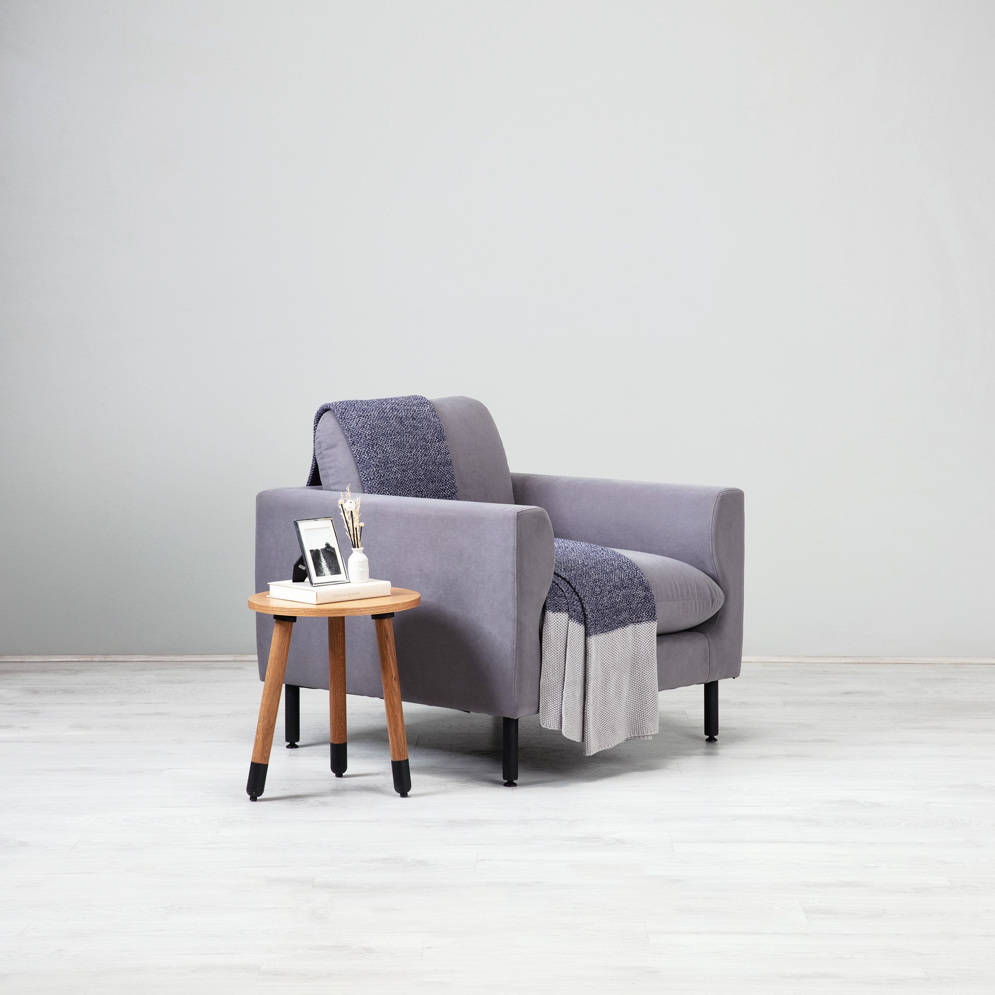 Lap Sofa - Single Seater - Space Black / Lamb Velvet Dark Grey