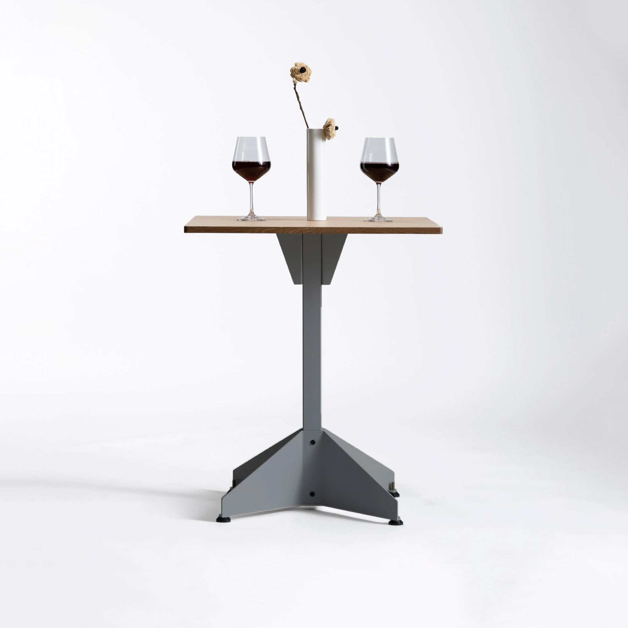 Slick Cafe Table - White Oak Veneer Top/Space Black
